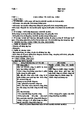 Giáo án Hình học 12 - Tiết 1 đến tiết 18